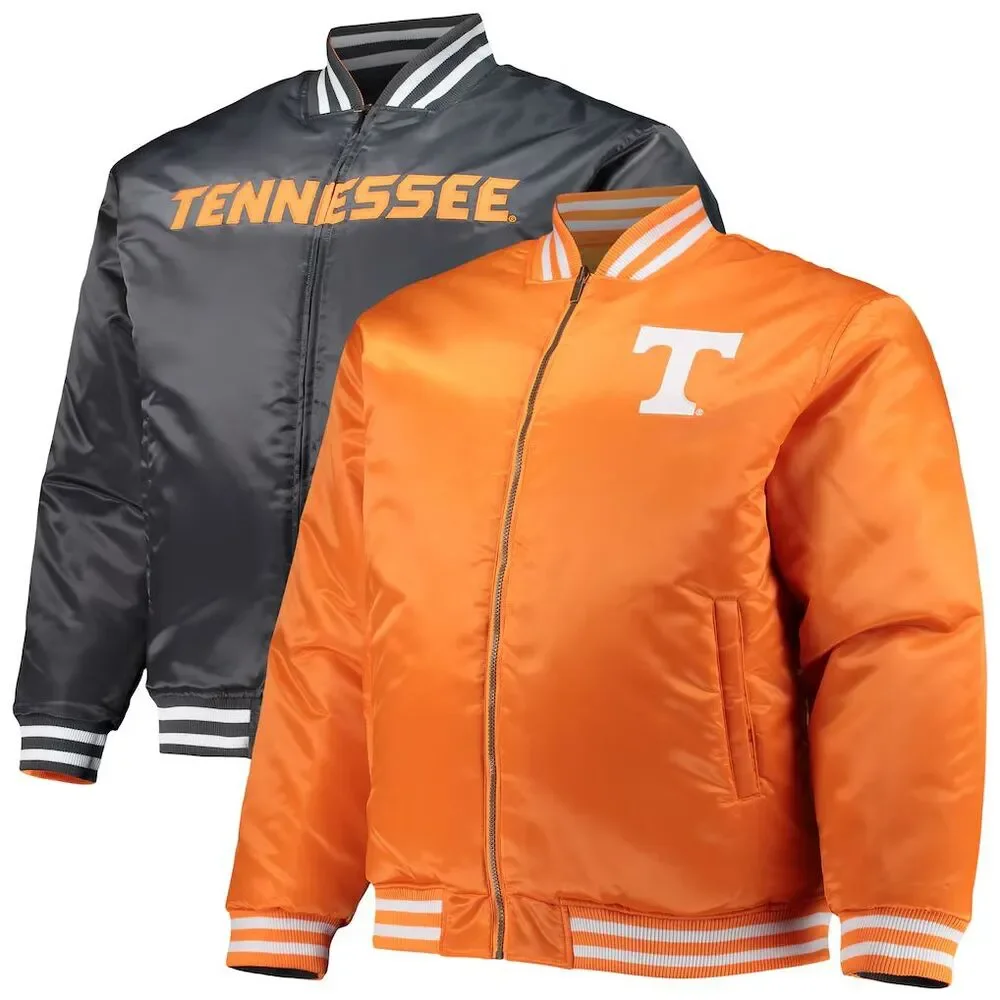 NWT Tennessee Volunteers Reversible Satin Full-Zip Jacket Orange/Gray Size 4XL